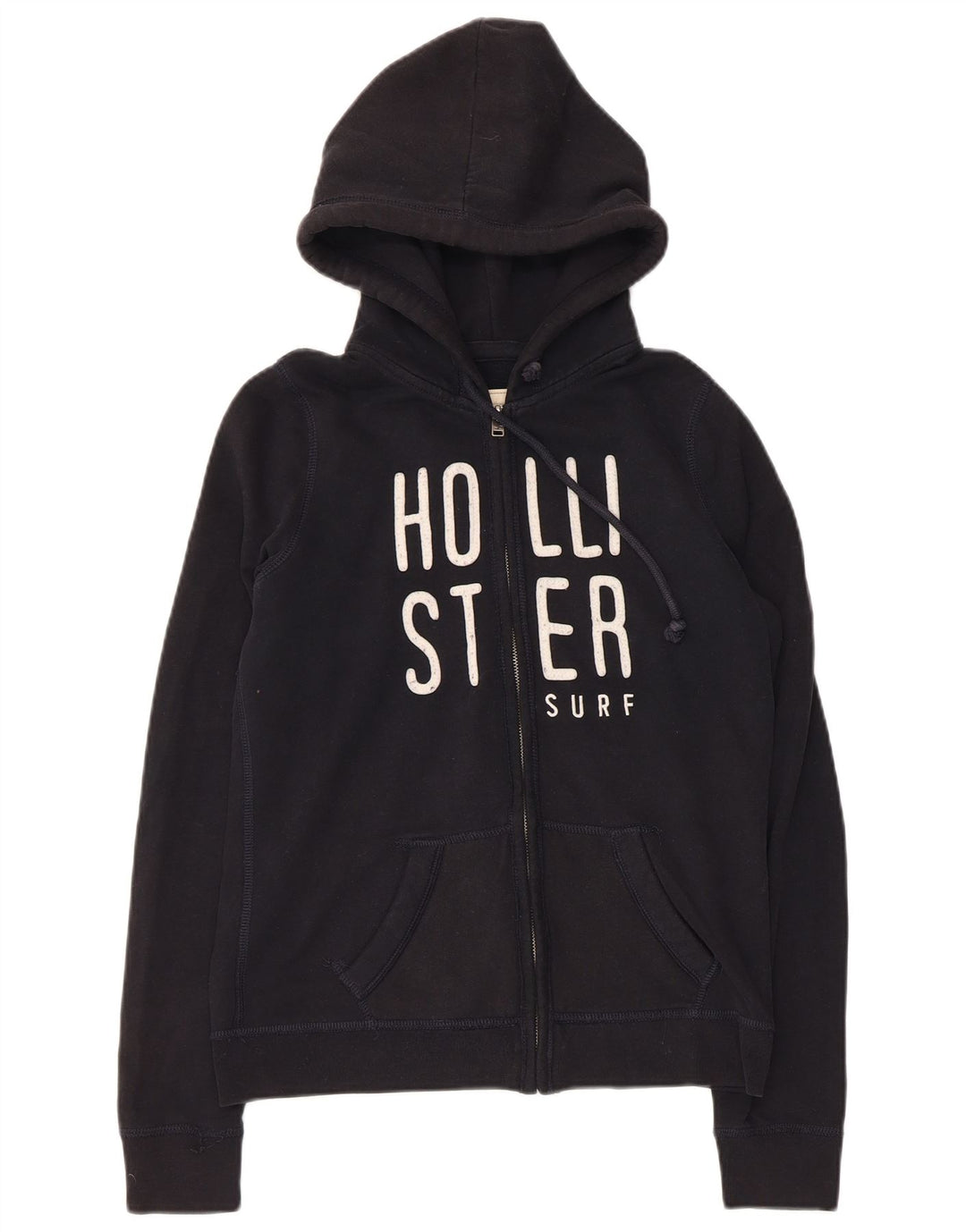Damski sweter HOLLISTER z grafiką i zamkiem błyskawicznym UK 12, średni czarny