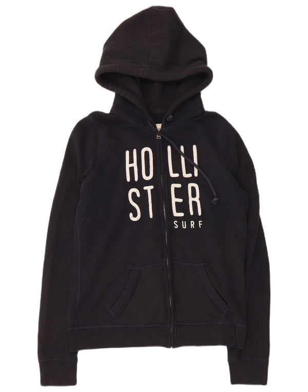 Damski sweter HOLLISTER z grafiką i zamkiem błyskawicznym UK 12, średni czarny