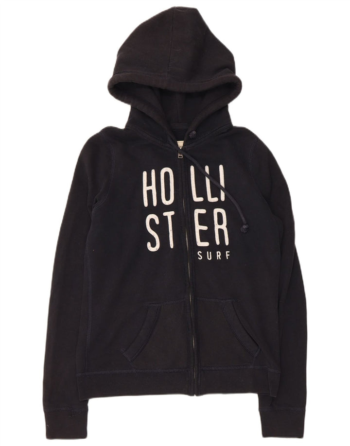 Damski sweter HOLLISTER z grafiką i zamkiem błyskawicznym UK 12, średni czarny
