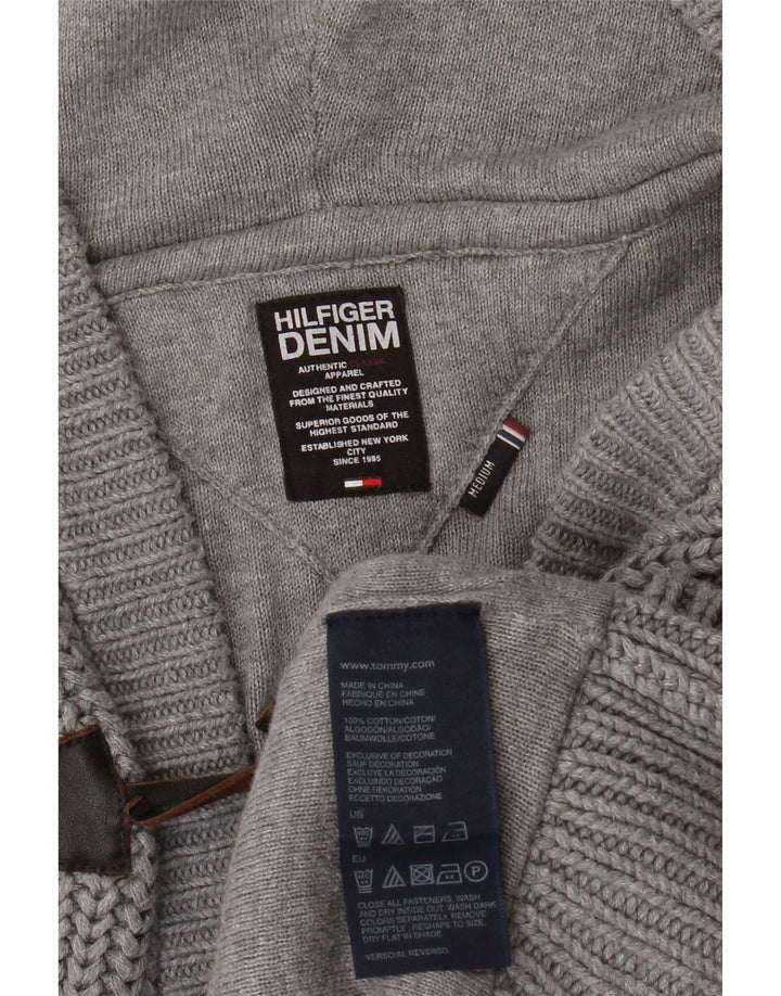 Męski sweter rozpinany Tommy Hilfiger z kapturem, średnioszary, bawełniany