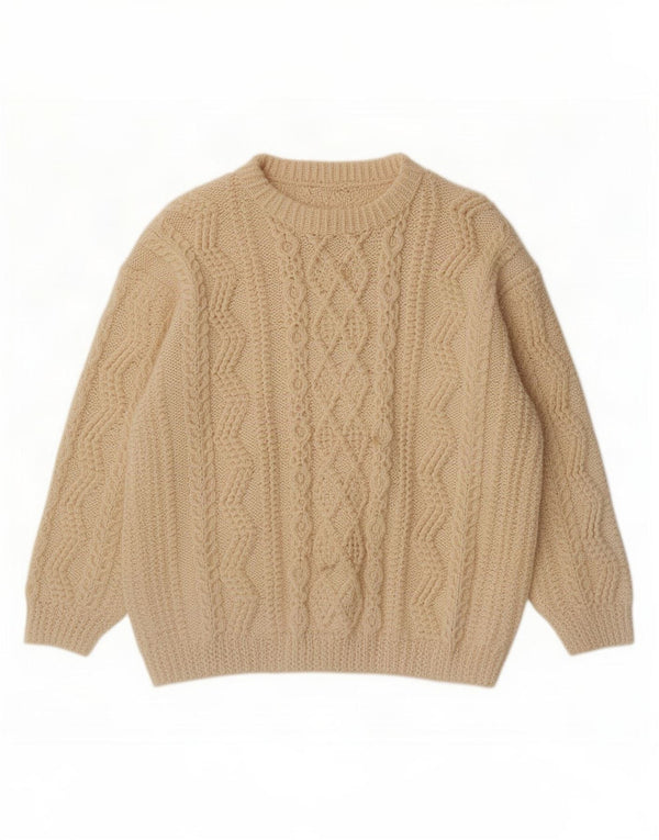 Vintage męski sweter z okrągłym dekoltem 2XL w kolorze złamanej bieli