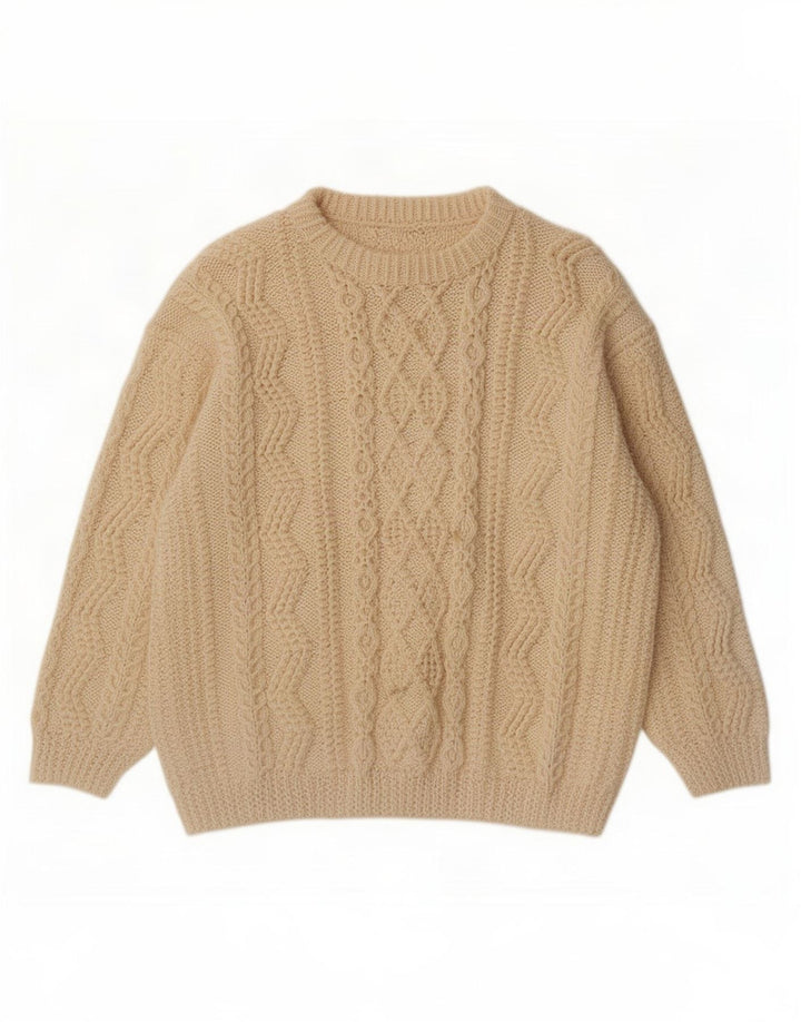 Vintage męski sweter z okrągłym dekoltem 2XL w kolorze złamanej bieli
