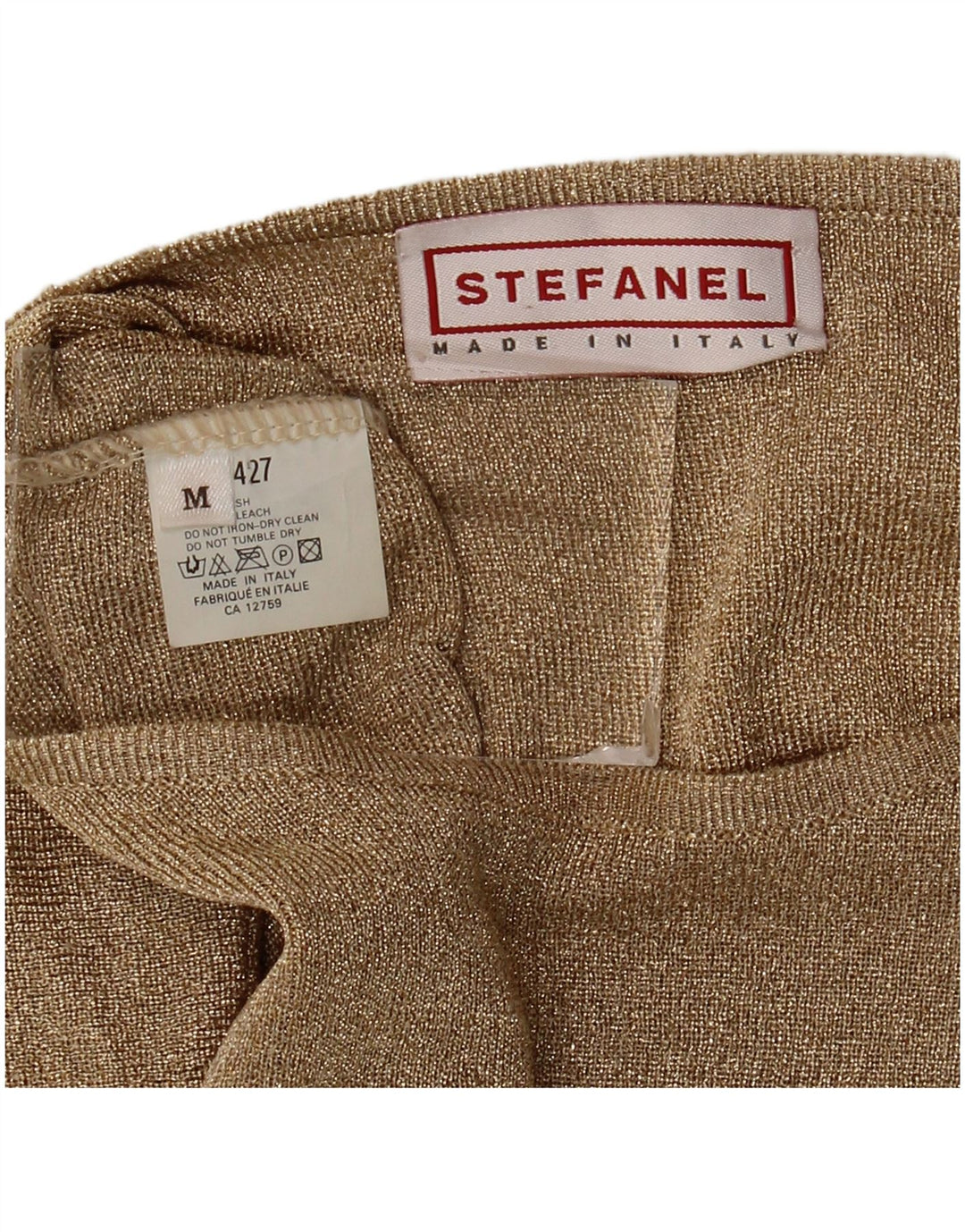Damski top oversize Stefanel z długim rękawem, UK 14, średni złoty Cupro