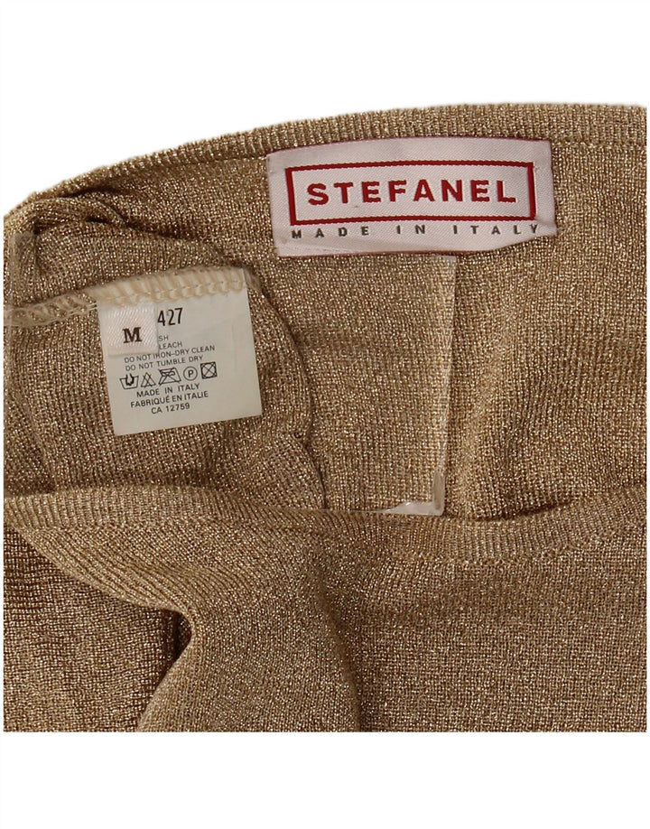 Damski top oversize Stefanel z długim rękawem, UK 14, średni złoty Cupro