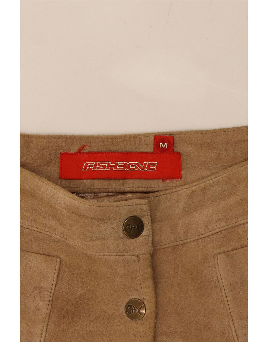 FISHBONE Womens Suede Mini Skirt Medium W28  Brown Vintage Fishbone and Second-Hand Fishbone from Messina Hembry 