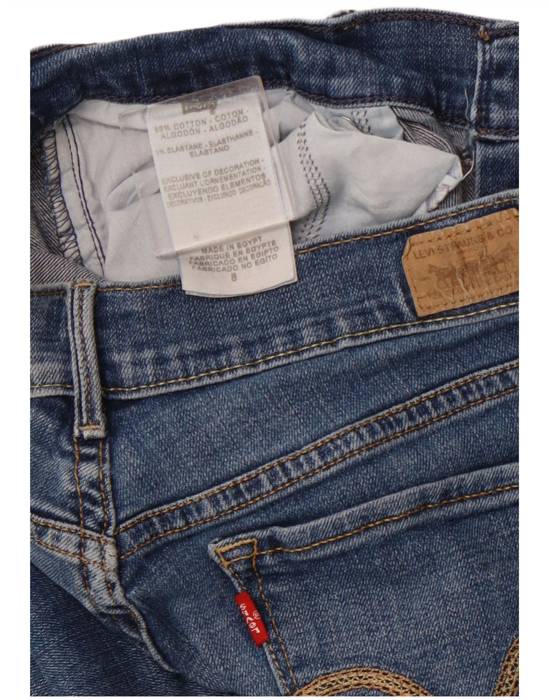 Damskie jeansy LEVI'S 515 Capri US 8 Medium W28 L19 Niebieska bawełna