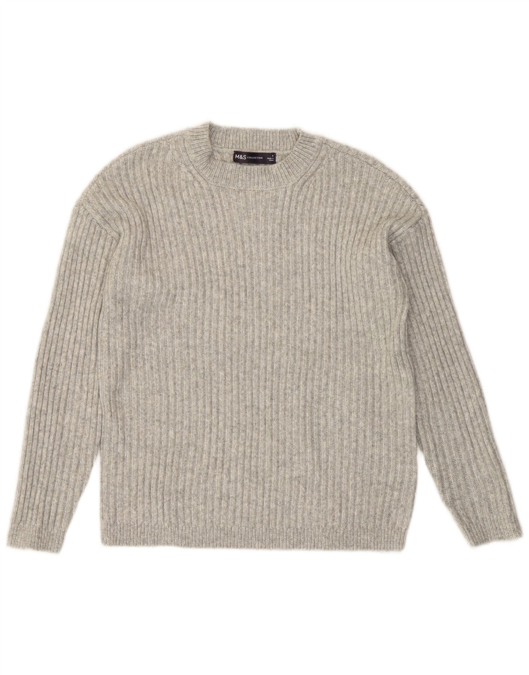 Marks & Spencer Damski sweter z okrągłym wycięciem pod szyją, UK 10, mały, szary