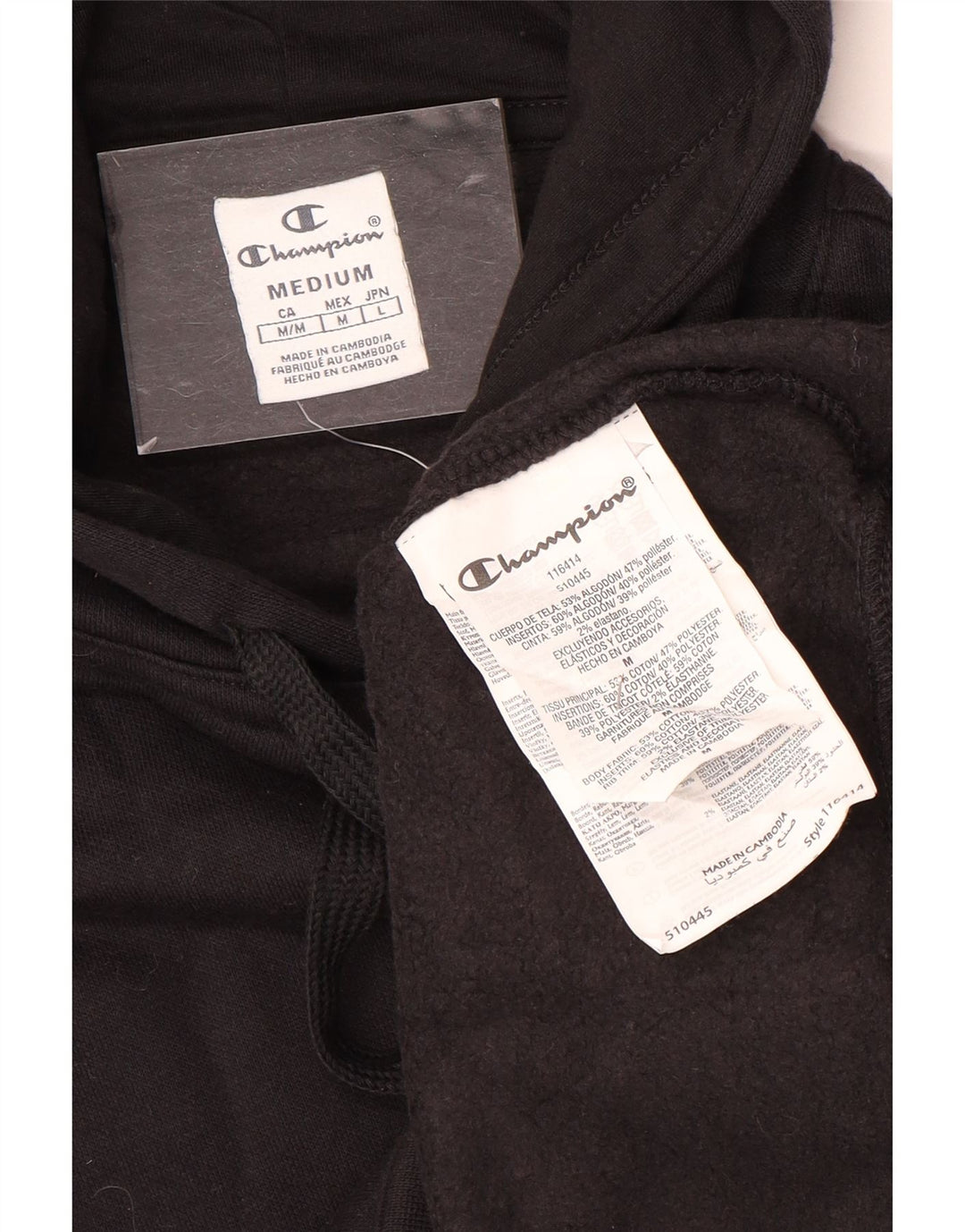 Damska bluza z kapturem Champion Graphic UK 14, średnia czarna bawełna