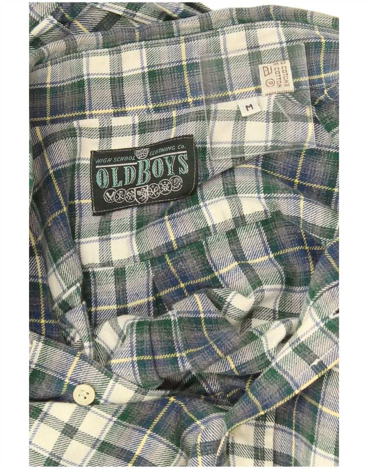 Męska koszula flanelowa w stylu vintage, bawełniana w średnią zieloną kratkę
