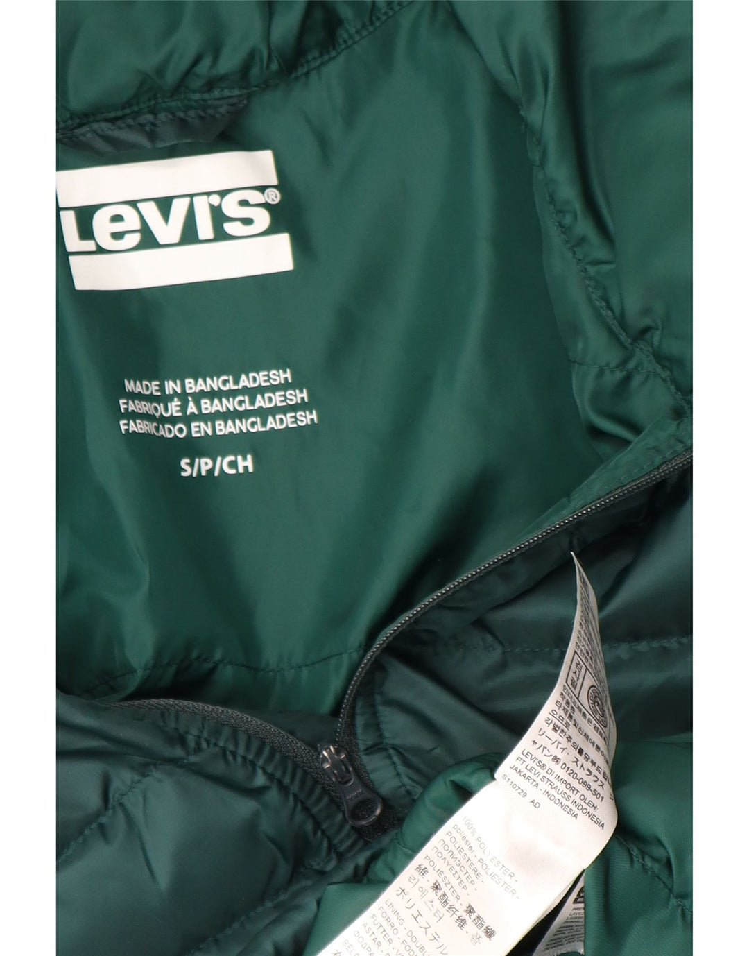 Męska ocieplana kurtka z kapturem i kapturem Levi's UK 36, mała, zielona, poliester