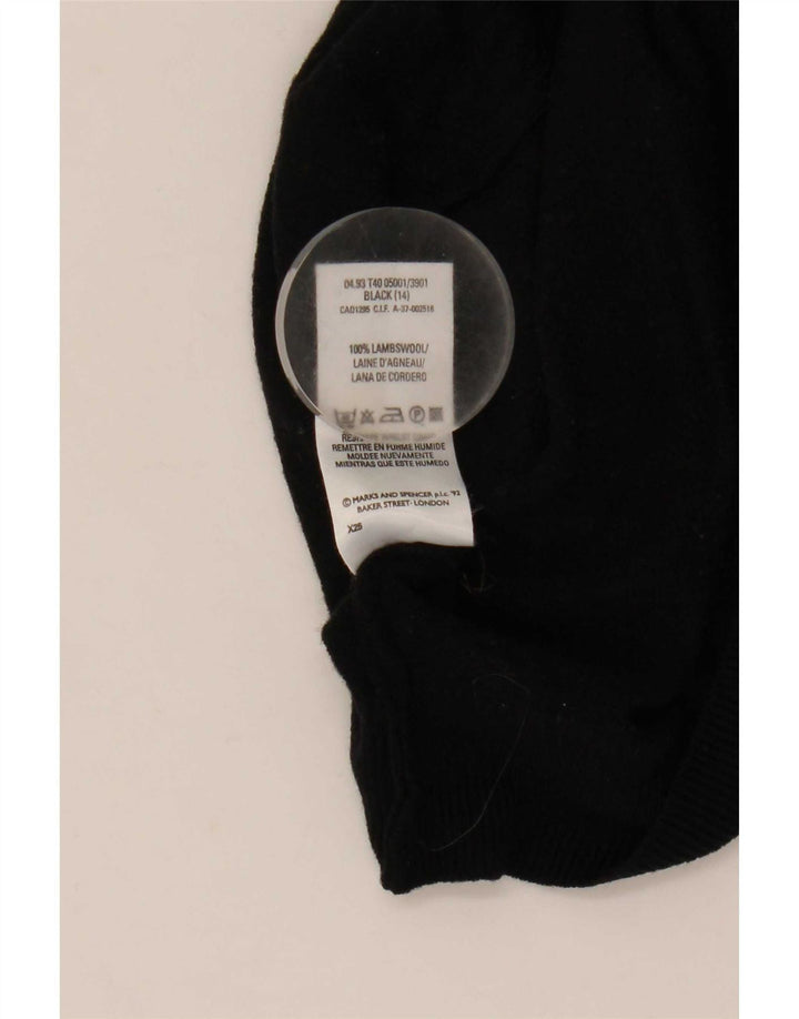 Marks & Spencer Damski sweter z okrągłym dekoltem, UK 14, duży, czarny, wełniany