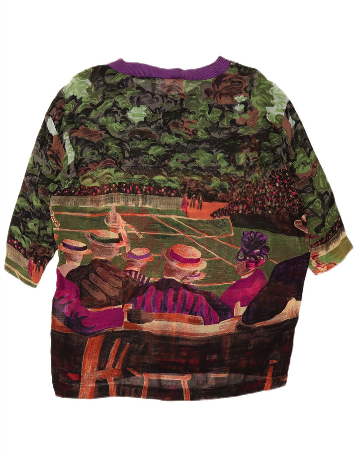 Bluzka damska VINTAGE w abstrakcyjny wzór UK 14, duża, wielobarwna