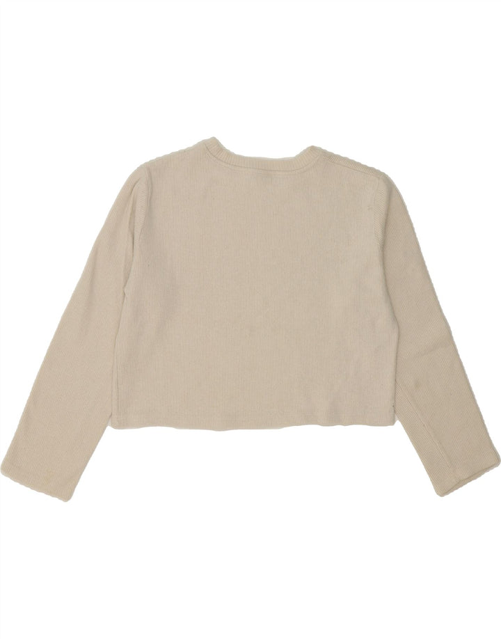 ZARA Womens Crop Crew Neck Jumper Sweater UK 16 Large Off White Polyester Vintage Zara and Second-Hand Zara from Messina Hembry 