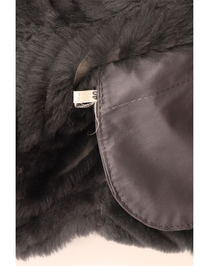 Damska kamizelka Sherpa Longline VINTAGE EU 40 w kolorze średniej szarej skóry w paski