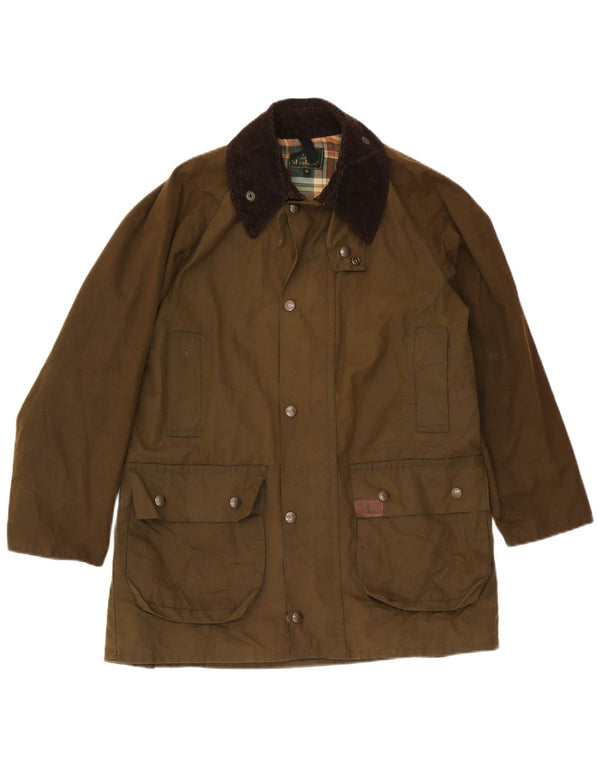 Vintage męska kurtka z woskowanej bawełny UK 34 XS Khaki Cotton