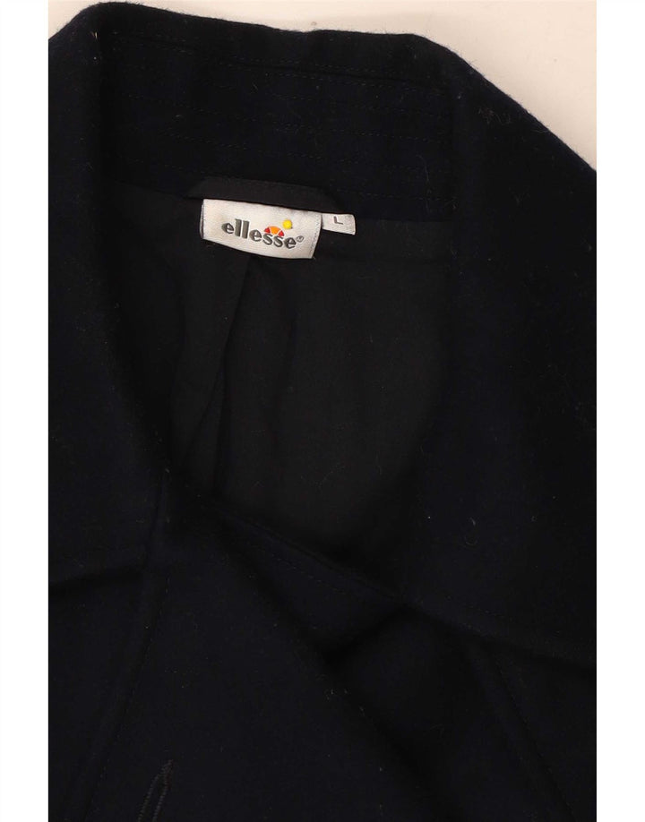 Ellesse Damski płaszcz grochowy UK 14, duży, granatowy, wełniany