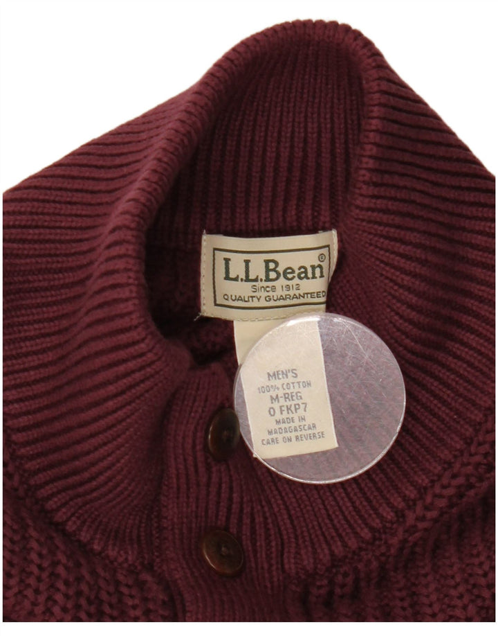 Męski sweter zapinany na guziki L.L.Bean, średnia, bordowa bawełna