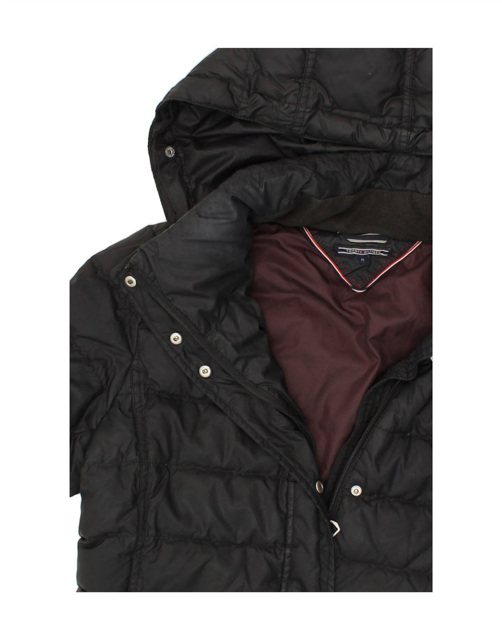 TOMMY HILFIGER Womens Hooded Padded Coat UK 14 Medium Black Nylon Vintage Tommy Hilfiger and Second-Hand Tommy Hilfiger from Messina Hembry 