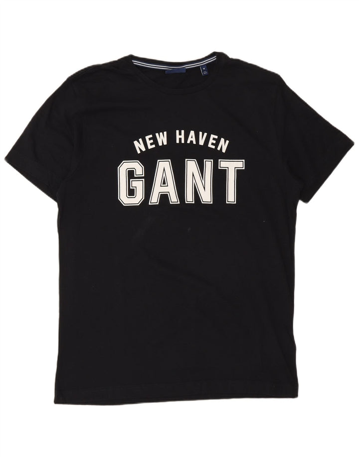Męski T-shirt z grafiką Gant New Haven, średni czarny, bawełniany