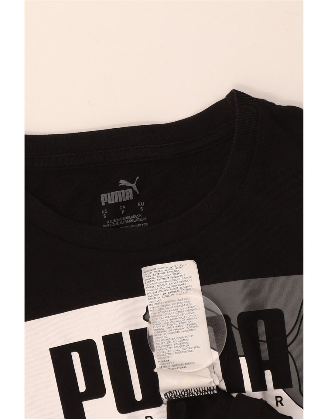Męski T-shirt z grafiką PUMA, mały, czarny, bawełniany