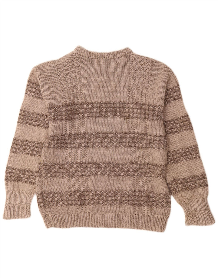 Męski sweter z okrągłym dekoltem w stylu vintage, w średnie szare paski