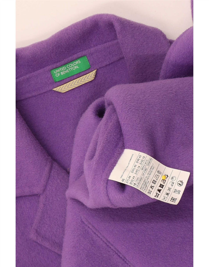 Płaszcz damski Benetton UK 14, duży, fioletowy, wełniany
