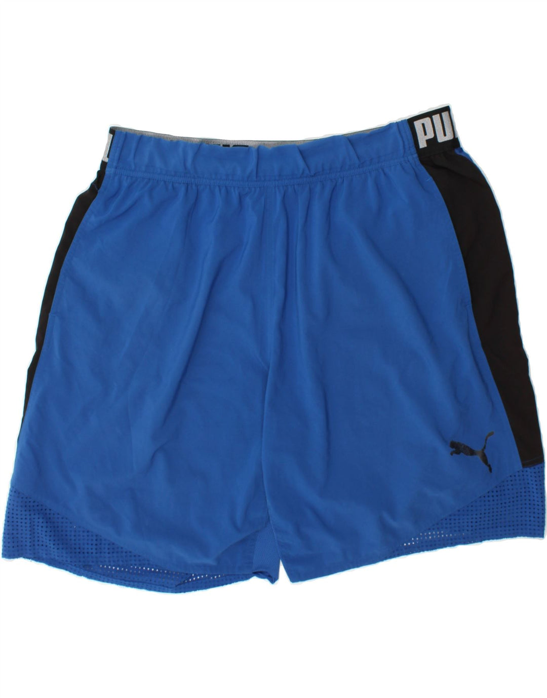 PUMA Mens Graphic Sport Shorts 2XL Blue Colourblock Polyester Vintage Puma and Second-Hand Puma from Messina Hembry 