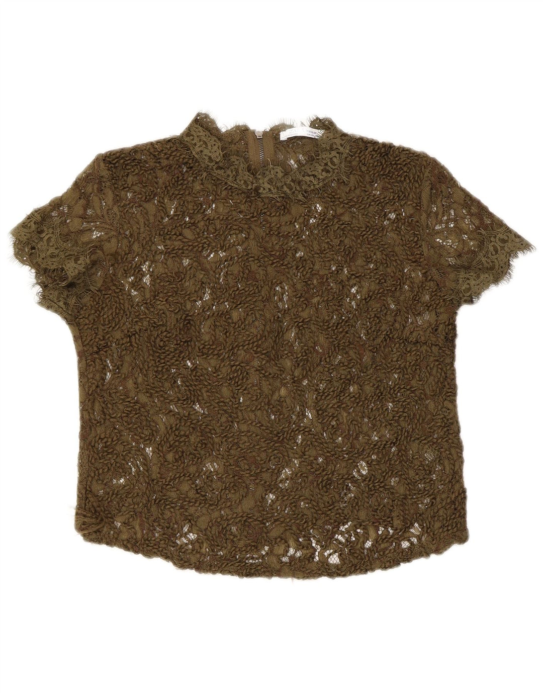 Koronkowa prześwitująca bluzka damska Zara UK 8 Small Khaki