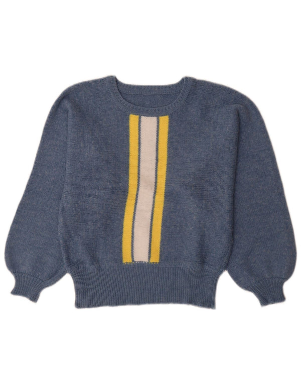 Vintage damski sweter z dekoltem w łódkę UK 12 w średnie niebieskie paski