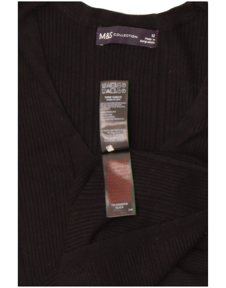 Sweter damski Marks & Spencer z dekoltem w kształcie litery V, UK 12, średni czarny wiskoza