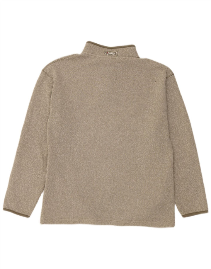 Weird Fish Męski sweter z zamkiem błyskawicznym, duży, poliestrowy khaki