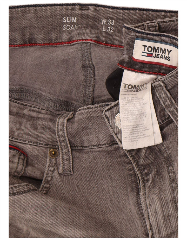 Męskie jeansy slim fit Tommy Hilfiger W33 L32 Szara bawełna