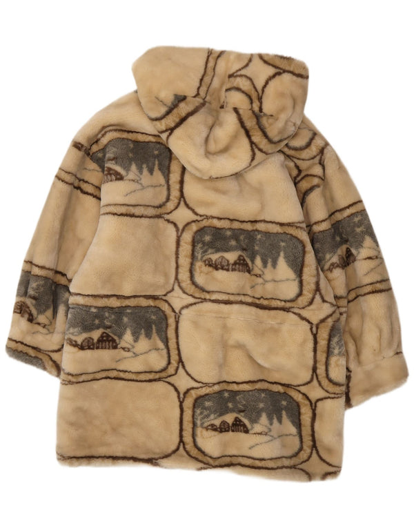 Damski płaszcz oversize z kapturem Verde Piu UK 10 Small Beige Geometric