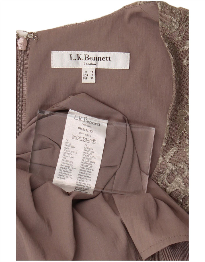 L.K. BENNETT damska sukienka bez rękawów UK 8, mały fioletowy kwiatowy nylon