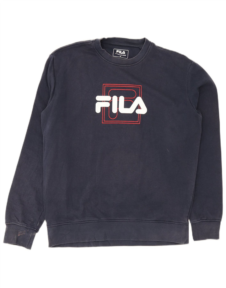 Męska bluza z grafiką Fila, mała, granatowa, bawełniana