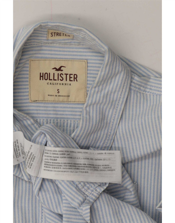 Koszula męska Hollister, mała, niebieska, bawełniana w prążki