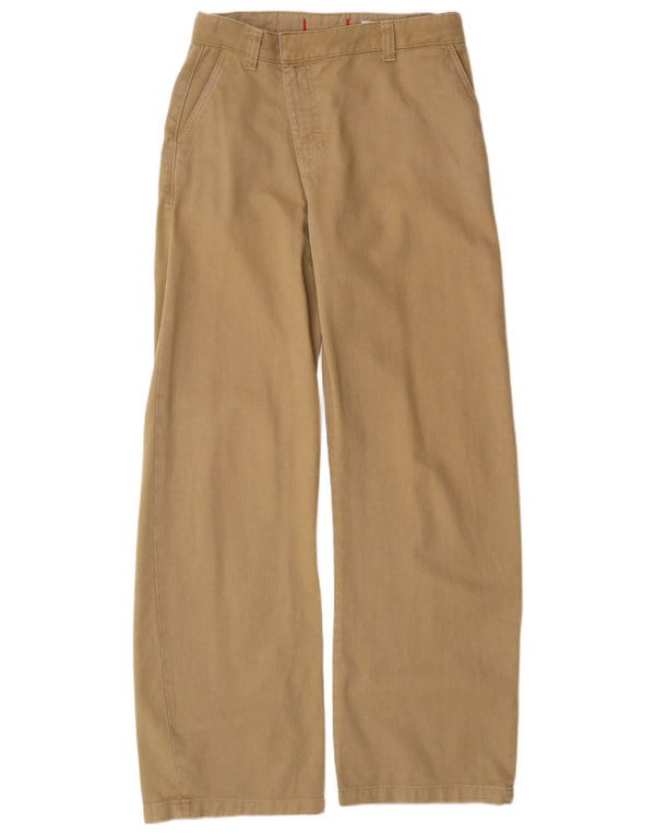 Damskie spodnie chino z wysokim stanem i szeroką nogawką Zara, małe W26 L32 Khaki