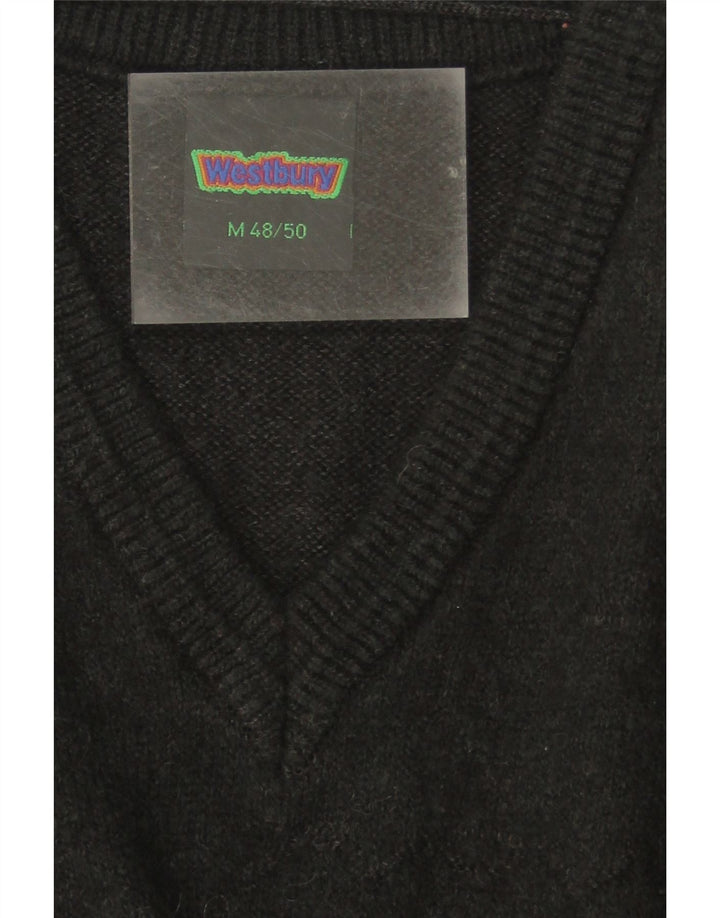 WESTBURY Mens V-Neck Jumper Sweater IT 48/50 Medium Grey Striped Wool Vintage WESTBURY and Second-Hand WESTBURY from Messina Hembry 