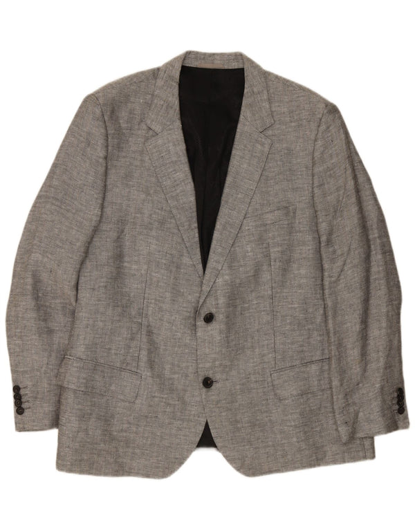 Męska marynarka zapinana na 2 guziki Hugo Boss EU 62 6XL Szara lniana