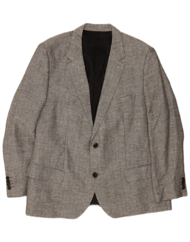 Męska marynarka zapinana na 2 guziki Hugo Boss EU 62 6XL Szara lniana