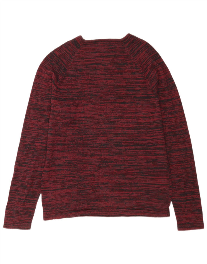 Męski sweter Jack & Jones z okrągłym dekoltem, średnie bordowe paski