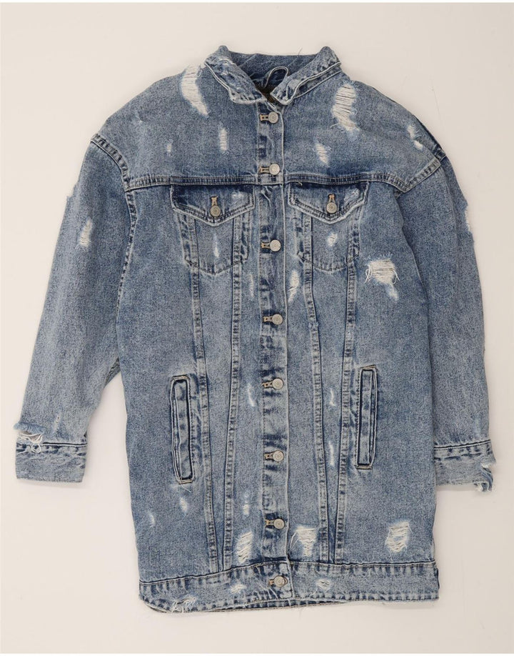 Damski płaszcz jeansowy Sherpa Oversize Zara UK 10 Small Blue
