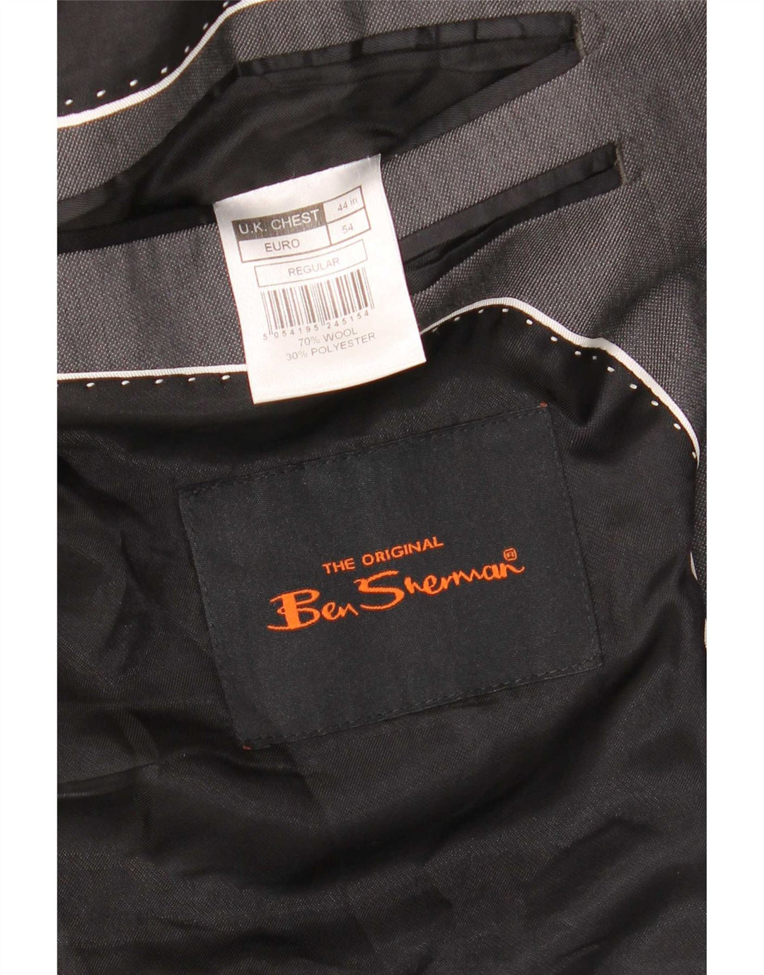 Męska marynarka zapinana na 2 guziki Ben Sherman UK 44 2XL Szara wełna
