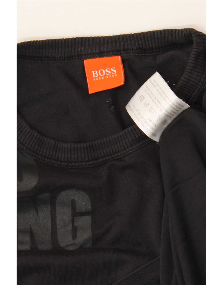 Męski top z grafiką Hugo Boss z długim rękawem, średnio czarny, bawełniany