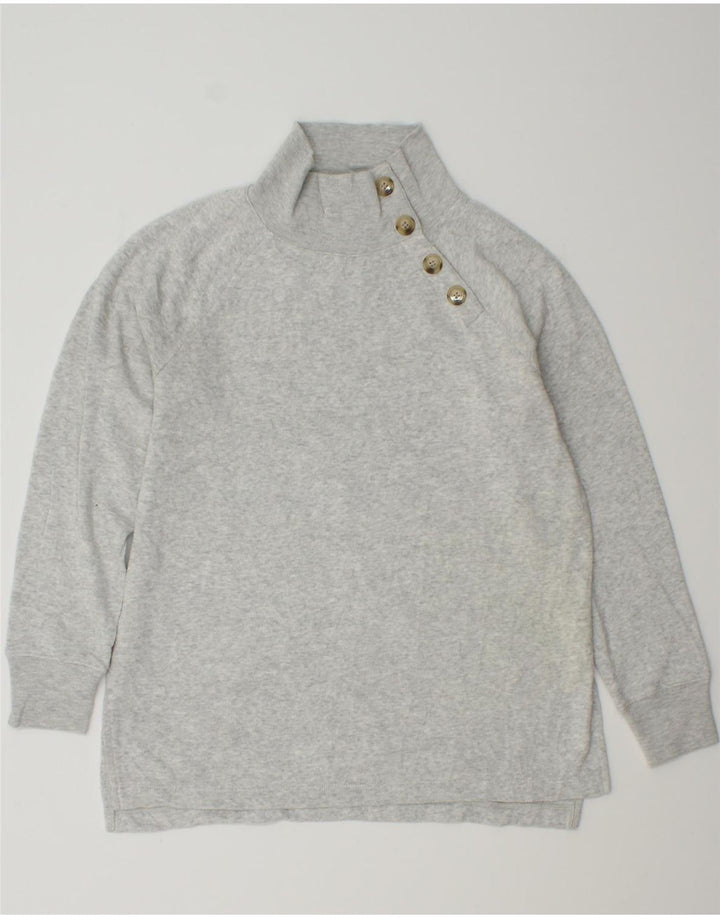 J. CREW Womens Oversized Button Neck Sweatshirt Jumper UK 6 XS Grey Cotton Vintage J. Crew and Second-Hand J. Crew from Messina Hembry 