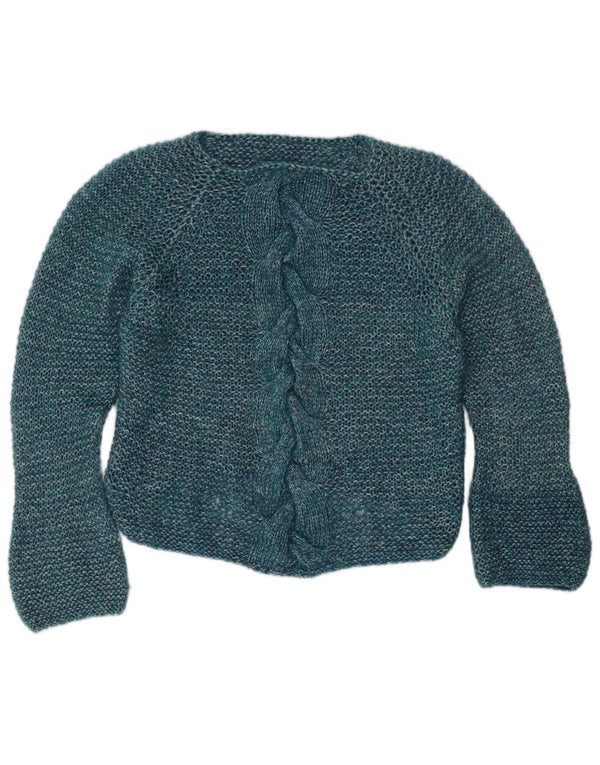 Sweter damski w stylu vintage z dekoltem w łódkę UK 16, duży niebieski