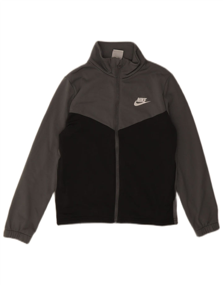 Chłopięca kurtka dresowa Nike Graphic 10-11 lat, średnioszara, z blokami kolorów