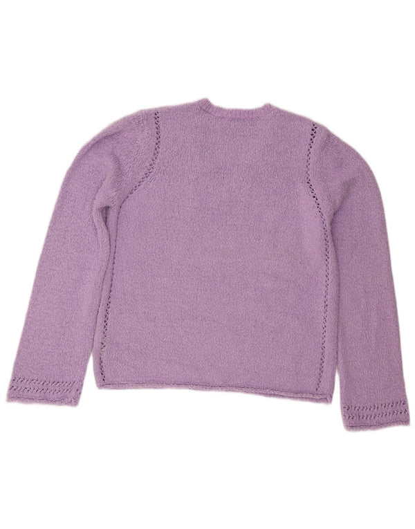 Damski sweter Marks & Spencer z dekoltem w kształcie litery V, UK 14, średni fiolet, bawełna