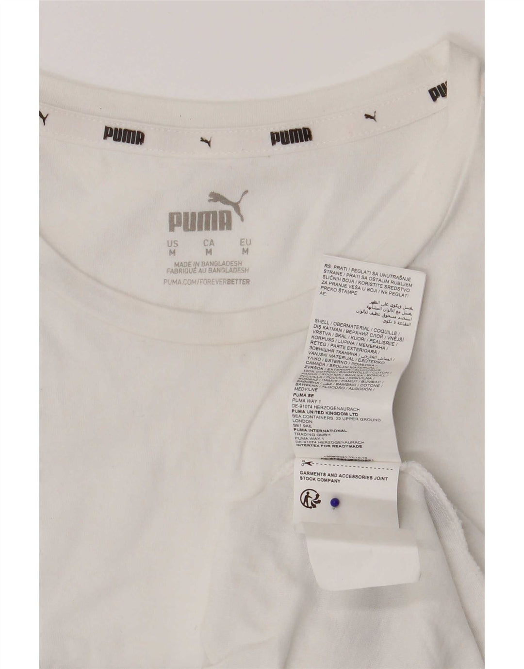 Damska koszulka z grafiką Puma Top UK 12 Średnia biała bawełna