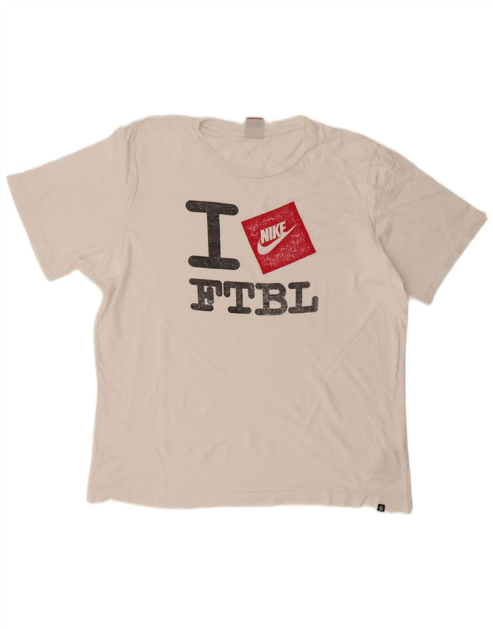 Męski T-shirt z grafiką Nike, 2XL, biała bawełna